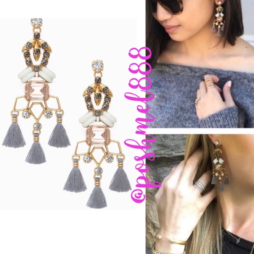 Stella & Dot | Vintage Gold Crystal Encrusted Nila Tassel Chandelier Ear…